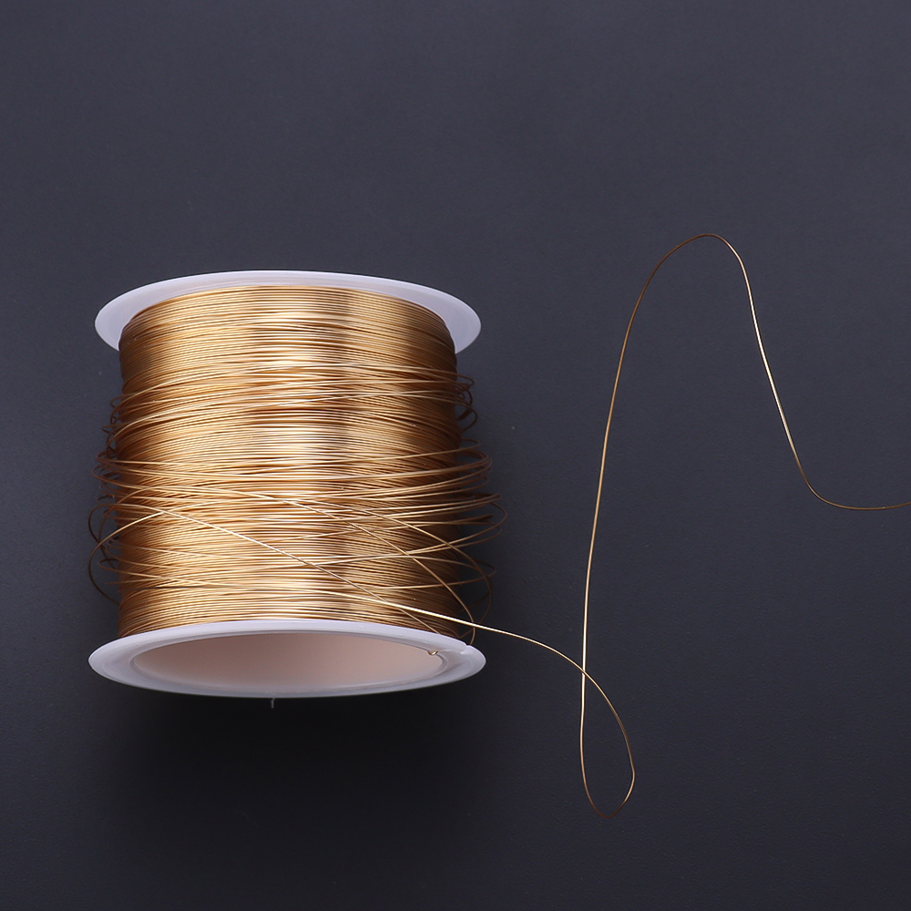 100m/rollo de alambre de cobre de Color dorado y plateado para fabricación de joyería DIY, pulsera, collar, DIY, alambre para abalorios que no destiñe, cuerda para joyería