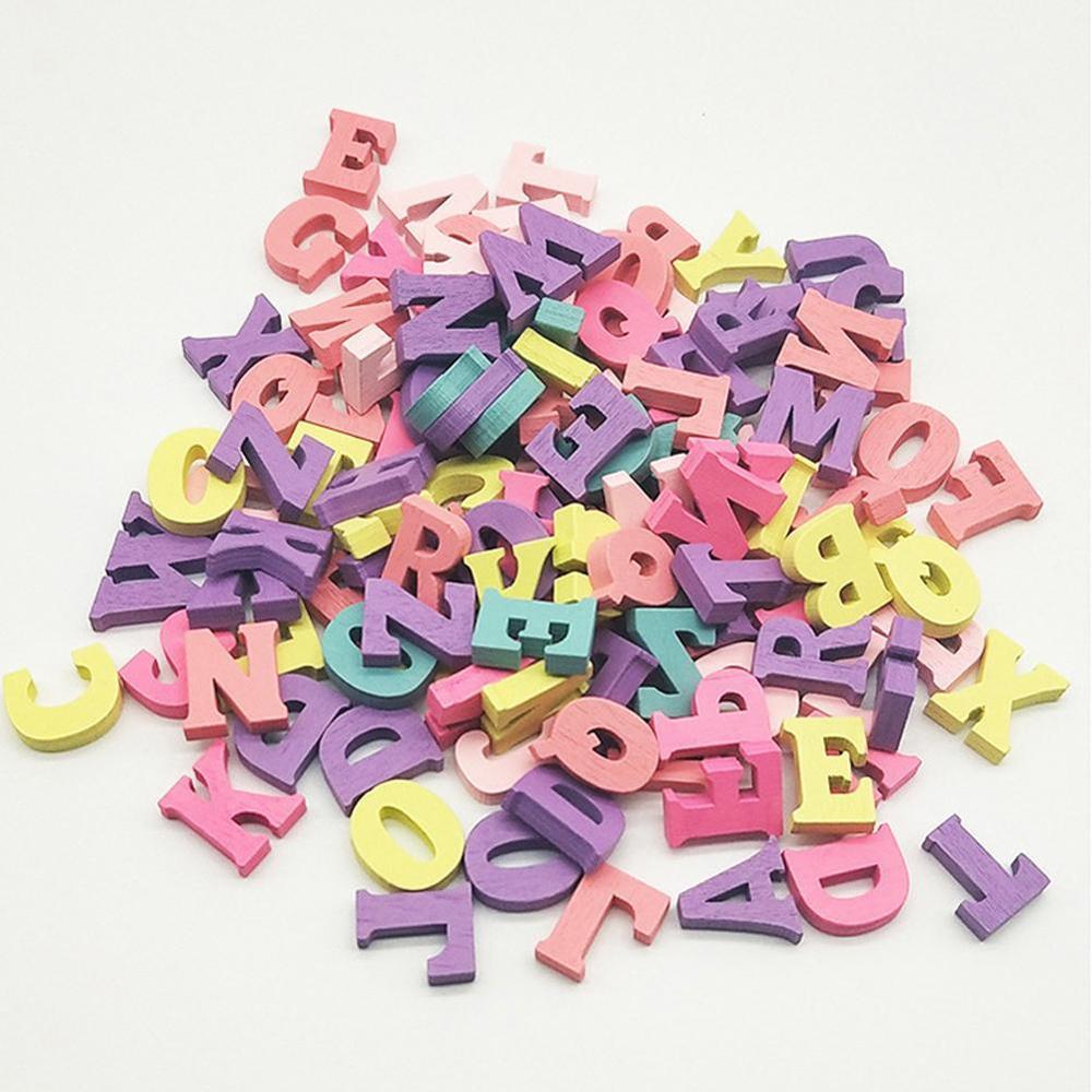 100Pcs Houten Letters Gemengd Thuis Blok Diy Numbers Woord Handgemaakte Alfabet Decoratie Party 15Mm Multi-Gekleurde craft