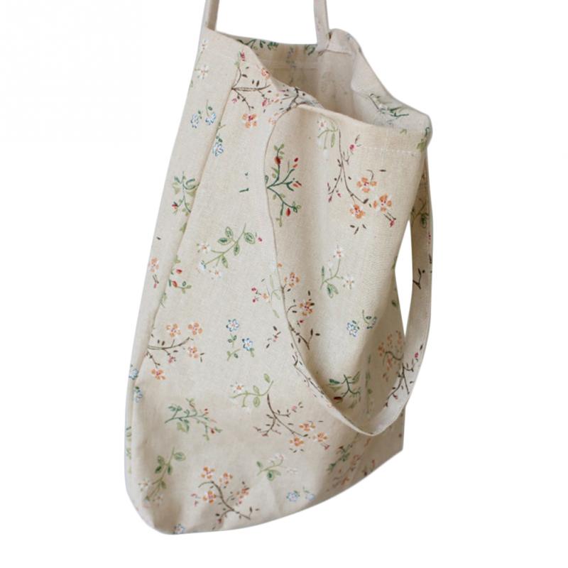 Bloemen Gedrukt Casual Tote Grote Capaciteit Vrouwelijke Handtassen Enkele Schouder Boodschappentassen Dagelijks Gebruik Vrouwen Canvas Strandtas: Beige