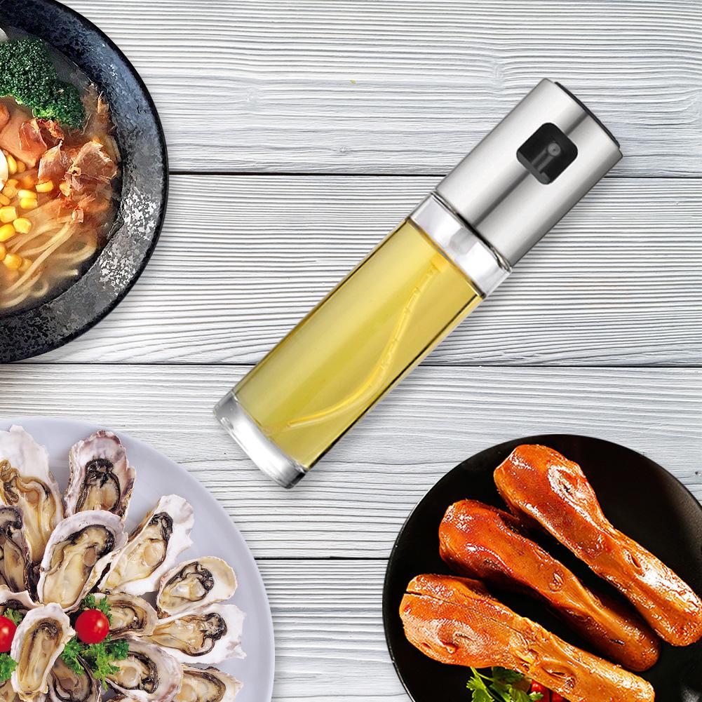Olivenolie sprøjte køkken glas olie spray flaske rustfrit stål pumpe olie gryde lækagesikre dråber olie dispenser bbq madlavningsværktøj