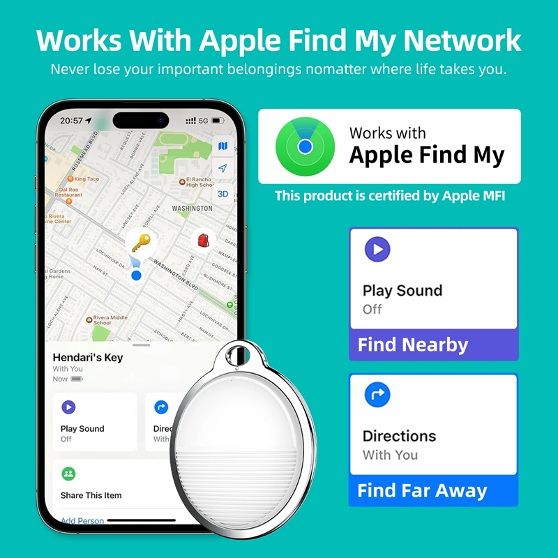 XIAOMI Smart Airtag Bluetooth GPS Draagbare Tracker Werk met Apple Vind Mijn APP Air Tag Tracker Locator Huisdier Key Finder voor IOS