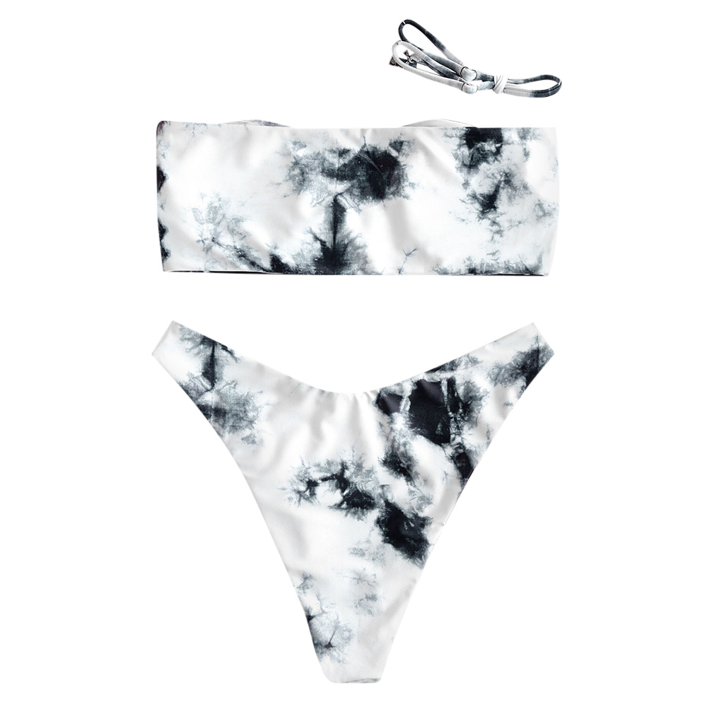 Zaful Tie Dye Lace Up Hoge Cut Bikini Badmode Twee Stuk Zwemkleding
