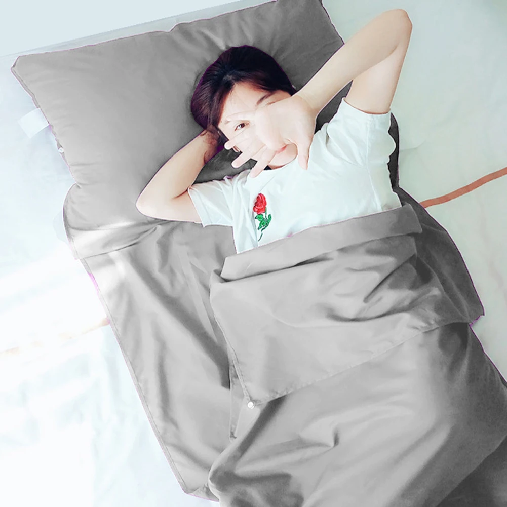 Sovsäcksfoder campinglakan avtagbart och tvättbart med kuddficka helkroppsomslag sovsäck för tåg backpacking