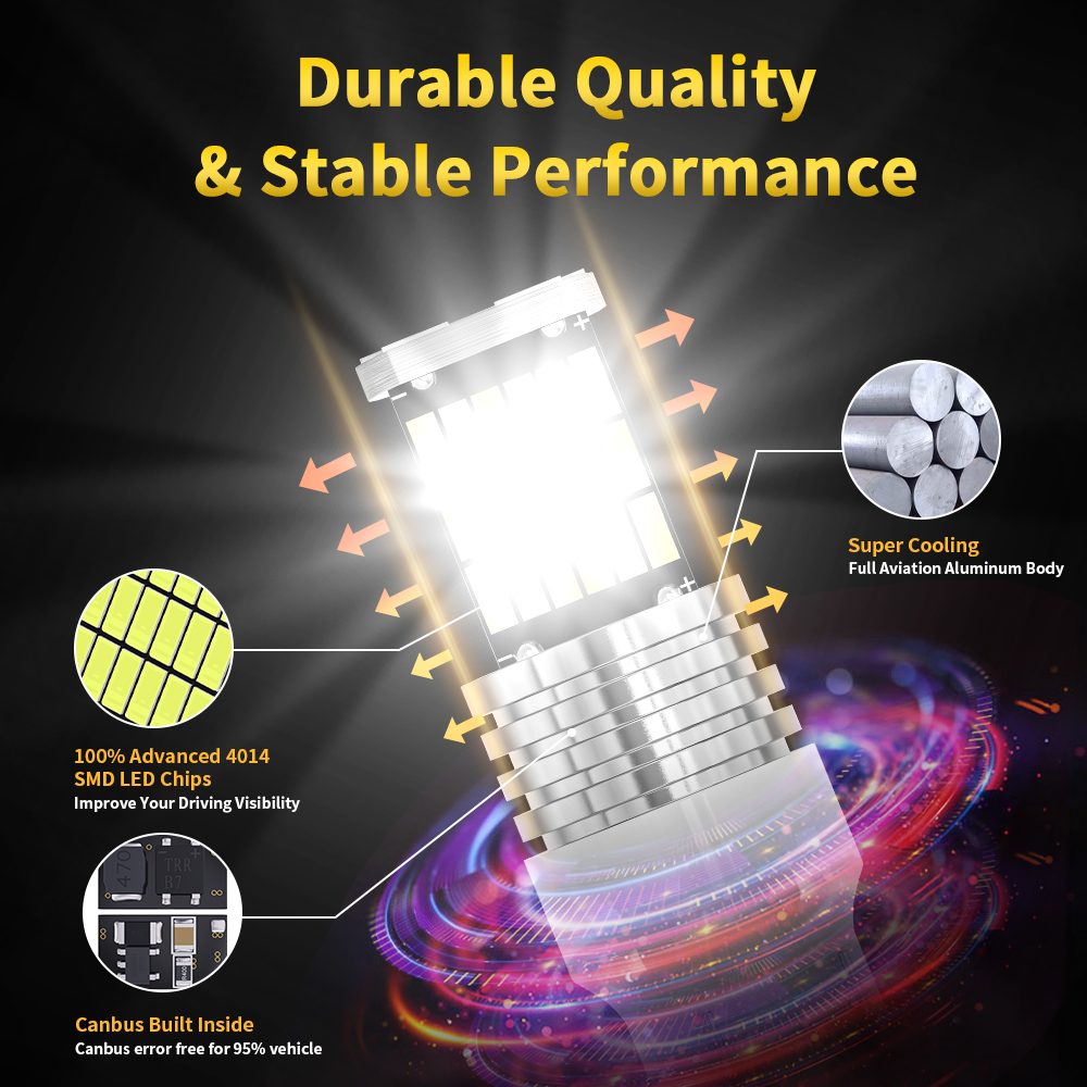 Luces LED Canbus para intermitente de coche, 1156 BA15S, BAU15S, 1157, 7443, 7440, T20, T25, T15, W16W, 12V,color blanco, 2 unidades