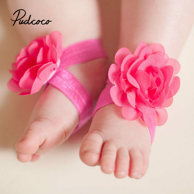 Nyfødt baby håndled blomst fodbånd barfodet sandaler sko foto prop baby sokker baby pige sokker