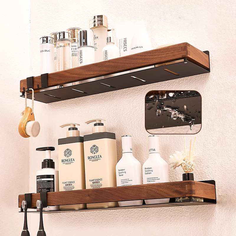 Holz Schwarz Küche Regal Schraube Installation machen-hoch Organizer geistig Ecke Regal Lagerung Regal Dusche Zauberstab Gestell Badezimmer