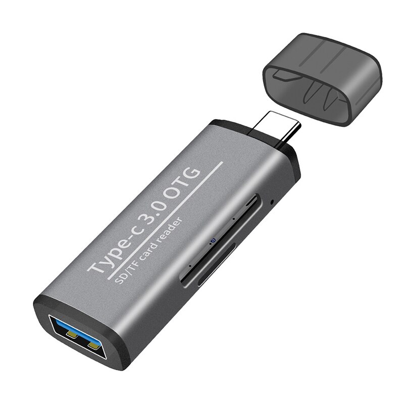 Larryjoe Type-c otg Card Reader sd tf Card Computer Android Mobile Phone Multi-functional Card Reader USB3.0 Hub: Gray