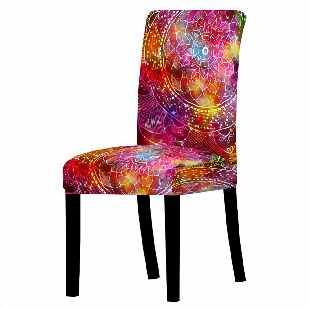 Housse de chaise élastique en élasthanne avec motif mandala et fleurs, housse de protection pour chaise à dossier haut, pour restaurant, fête de mariage, décoration de salle à manger: Style 1