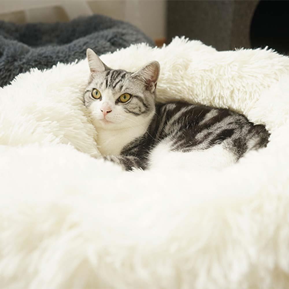 Soft Pet Sleep Blanket Cat Nest Keep Warm Type House Bed Round Shape Plush Puppy Winter Dog Bed