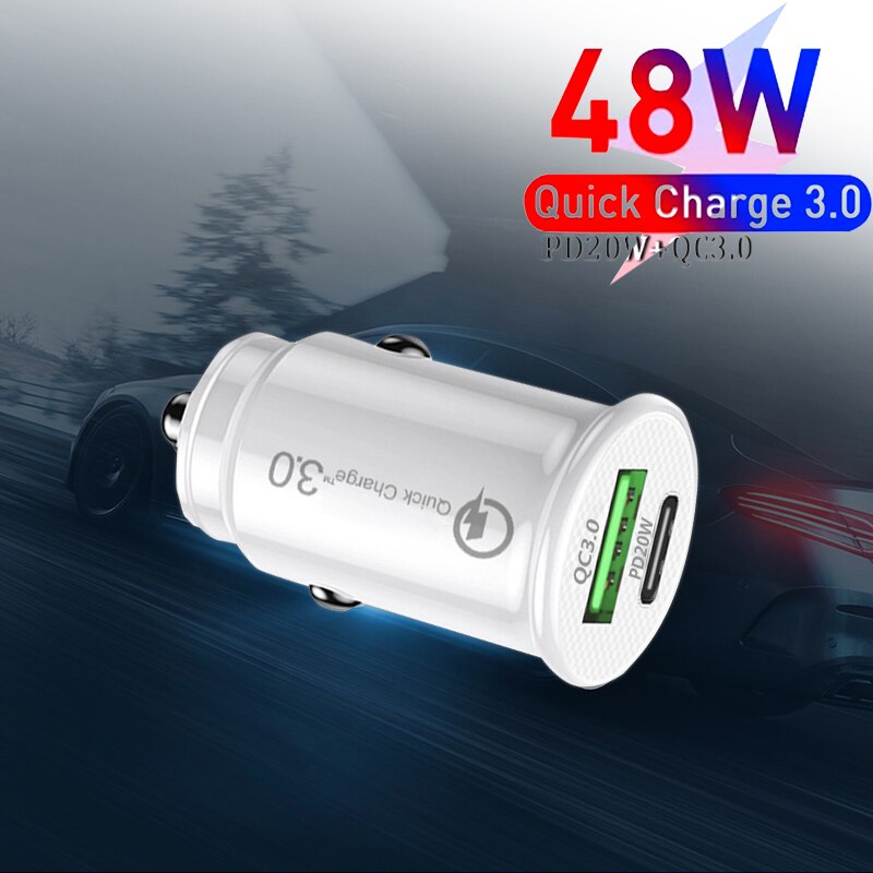 48W Mini USB Auto Ladegerät Für praktisch Tablette GPS Schnelle Ladegerät Für iPhone13 12 11 für Samsung Xiaomi huawei Adapter in Auto