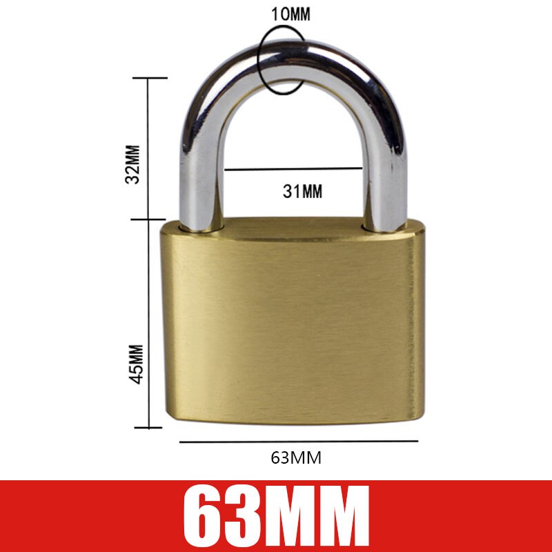 Stainless Steel Padlock Wolf Head Brass Lock Small Door Locks 25mm 32mm 40mm 50mm 63mm all bronze Lock Core Include 3 keys: 63mm