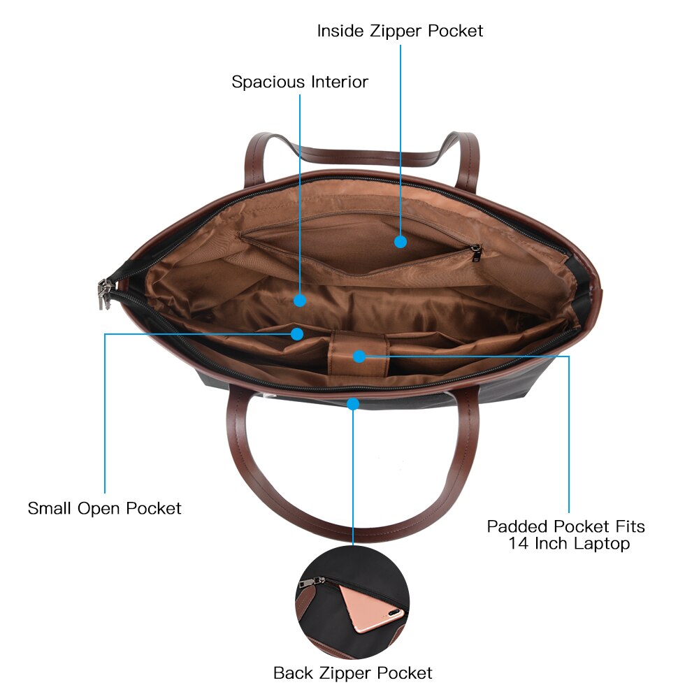 Laptop Tote Bag Vrouwen Tote Bag Schoudertas Fits 14 Inch Laptop Voor Werk Zakenreis Reizen Handtas