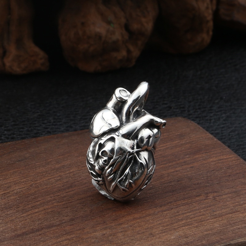 925 Sterling Silver Skull Heart Pendants for Necklace Women Vintage Unisex Jewelry for Men And Women Necklace Pendants Vintage