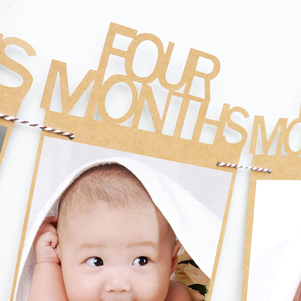 1-12 Month Baby Photo Frame Hanging Photo Banner Monthly Photo Wall Photo Frame for Baby Shower Birthday Party Home Decoration