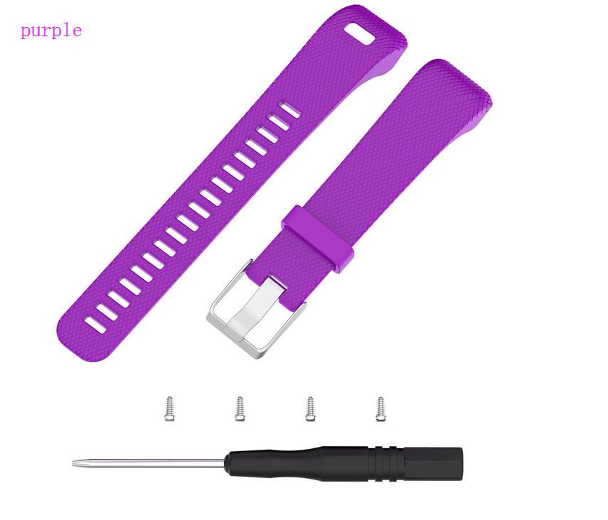 Beste Polsband Voor Garmin Vivosmart Hr Plus Hr + Horlogeband Met Gereedschap Schroef Sport Siliconen Horloge Band Armband polsband: Paars