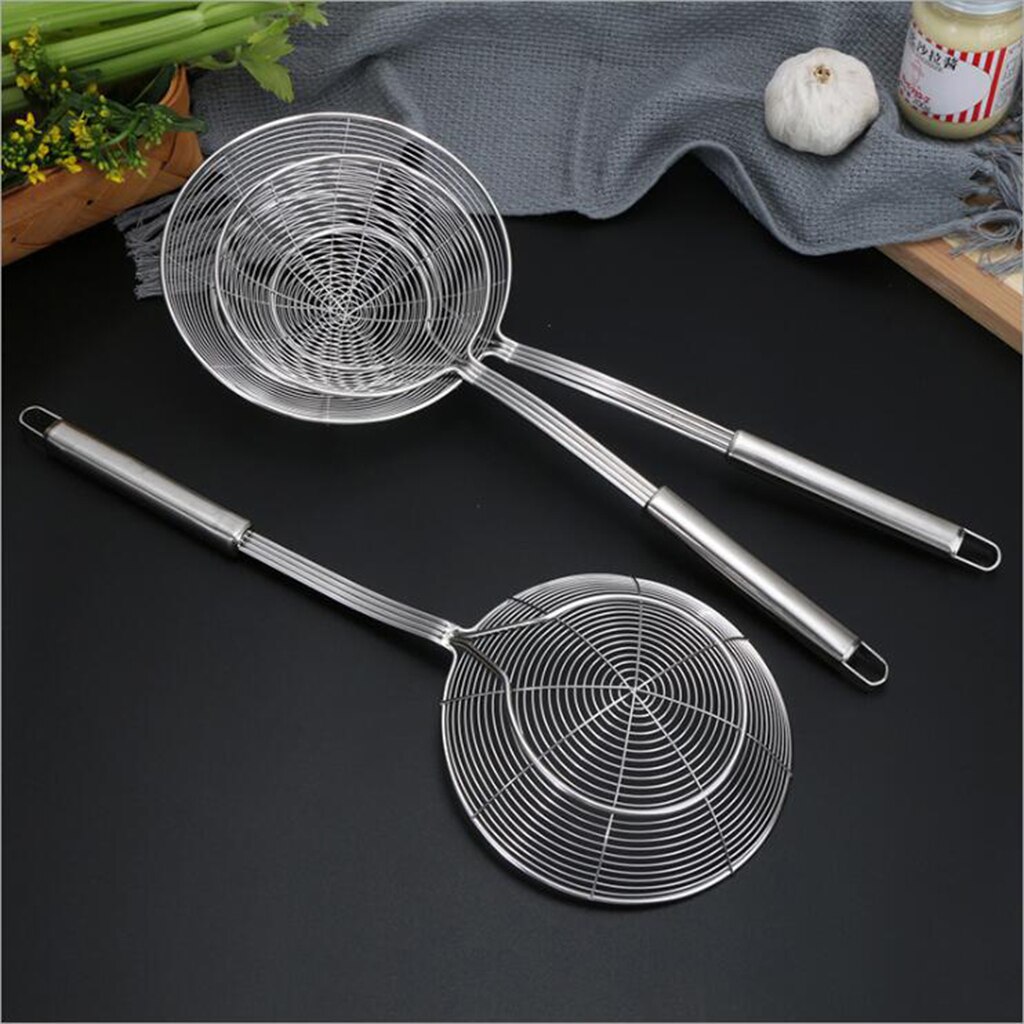 Spider Strainer Skimmer, Asian Strainer Ladle Stainless Steel Wire Skimmer Spoon with Handle, 14cm/16cm/18cm/20cm