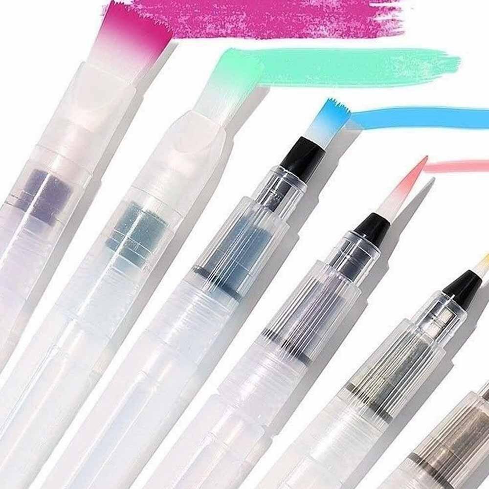 Pincel de Pintura transparente para principiantes, pincel portátil para acuarela, suave, suministros de arte, 6 uds.