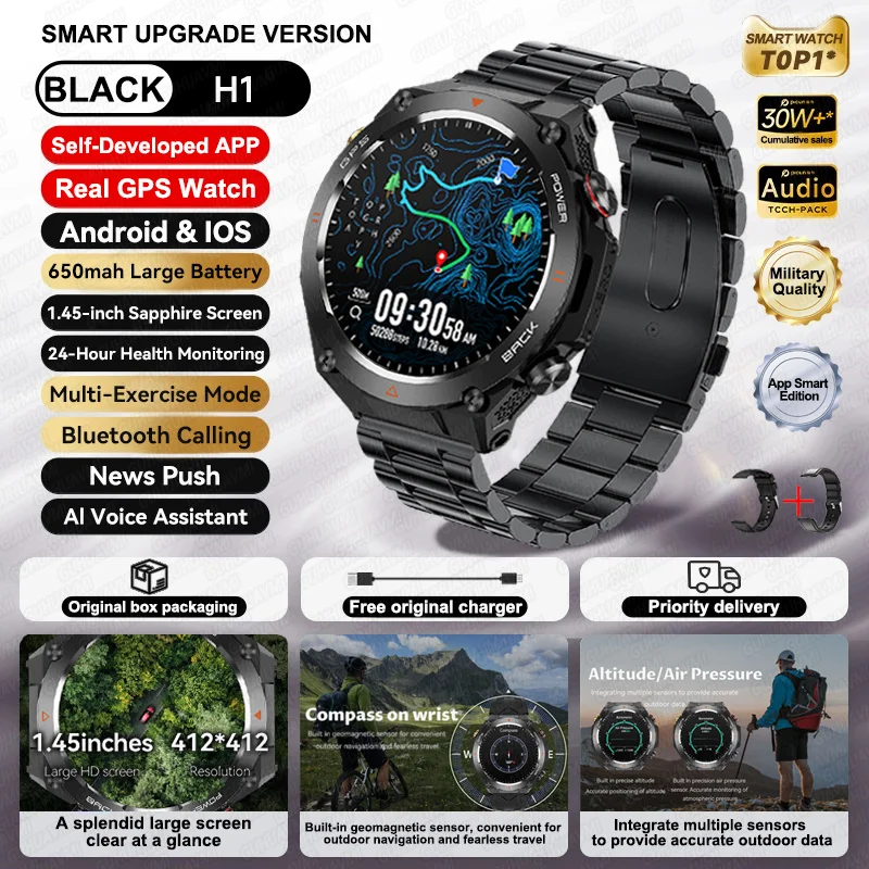Para xiaomiimilitar certificação gps smartwatch 1.43 ''tela amoled bússola barômetro ip68 à prova dip68 água esportes pulseira de fitness: Prateado