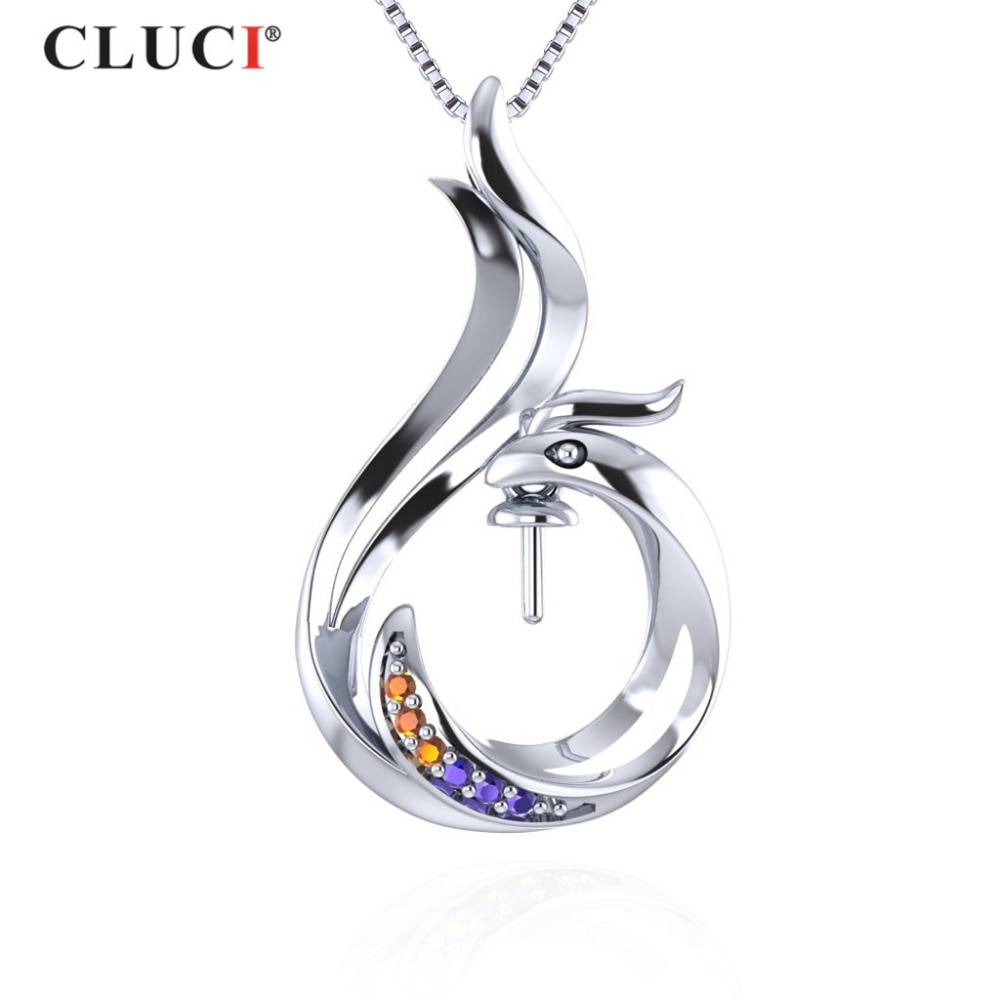 CLUCI 925 argent Sterling Phoenix Animal accessoire pour les femmes bricolage pendentif, peut fixer perle taille 7mm perle pendentif bijoux SP311SB