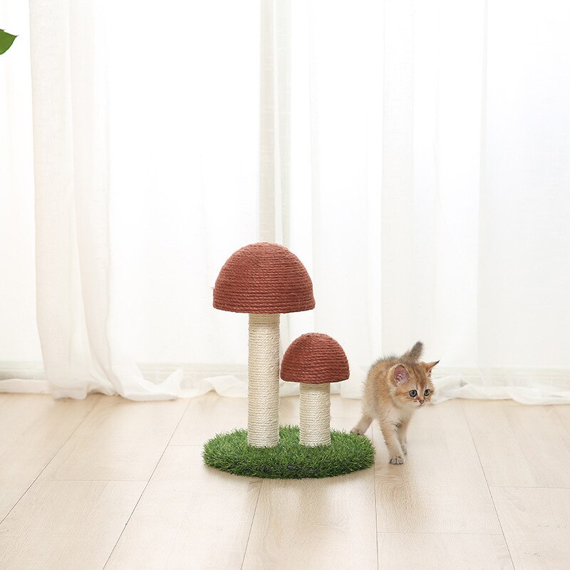 Chat escalade cadre lin naturel Tongtian colonne champignon gratter colonne Simulation pelouse résistant à l'usure jouet pour animaux de compagnie: 1