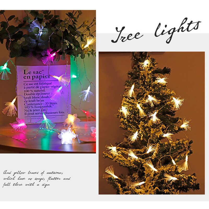 LED Fiber Flower Lights String Waterproof Fairy Garland Lamp Living Room Store Year Decoration AA Battery/USB Light String