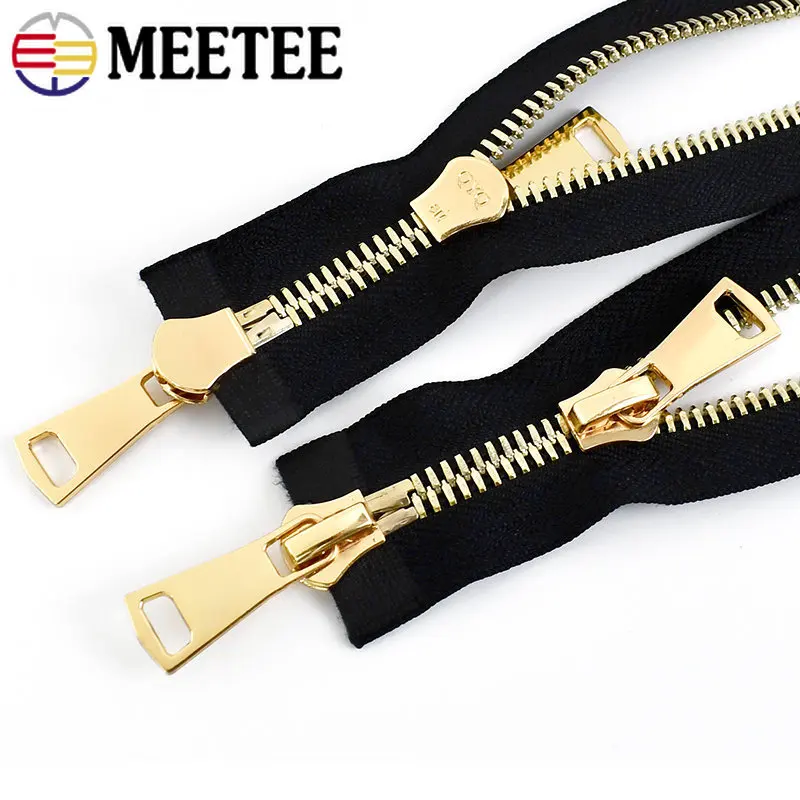 1Pc 70-100cm 8# Metal Zipper Double/Single Slider Open End Auto Lock Zippers for Bag Jacket Sewing Closures Zip Cloth Accessory