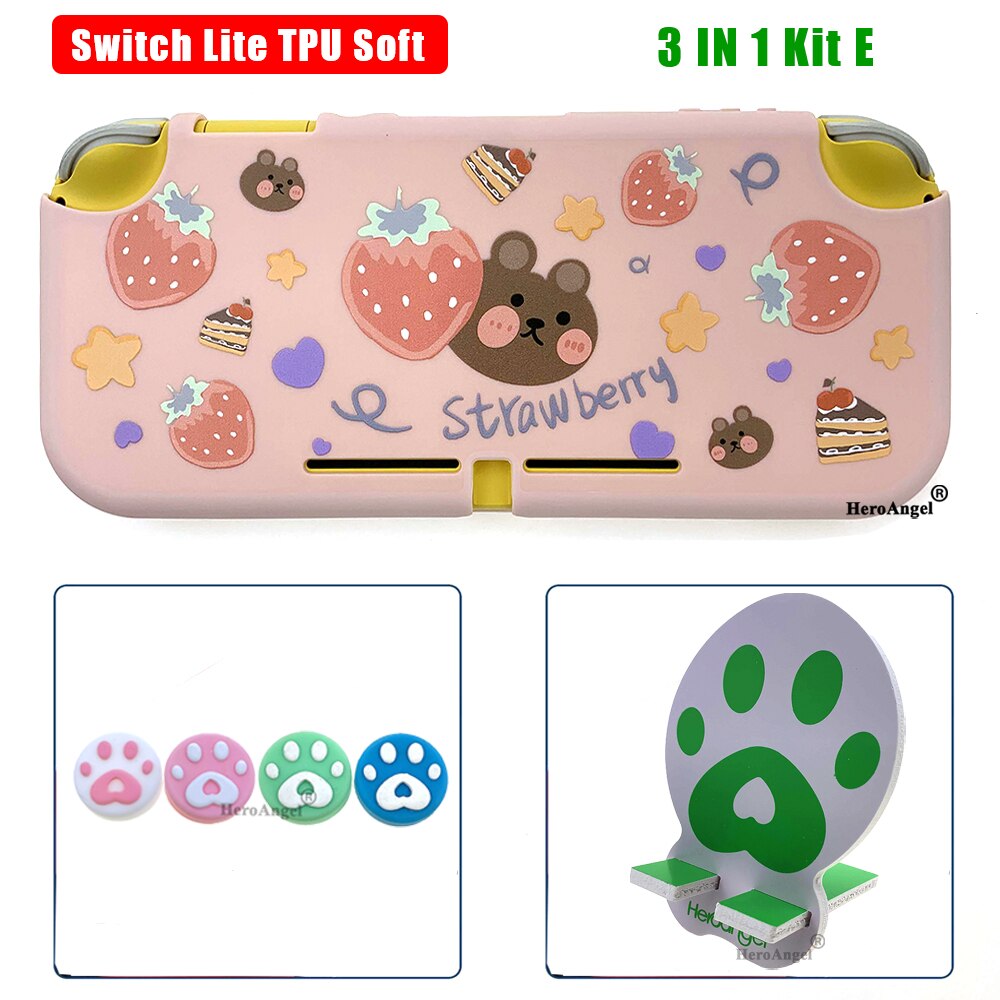 Case for Nintendo Switch Lite Soft Durable Protective Cover Case TPU Shells for Nintendoswitch Lite Console Accessories: 3IN1 001