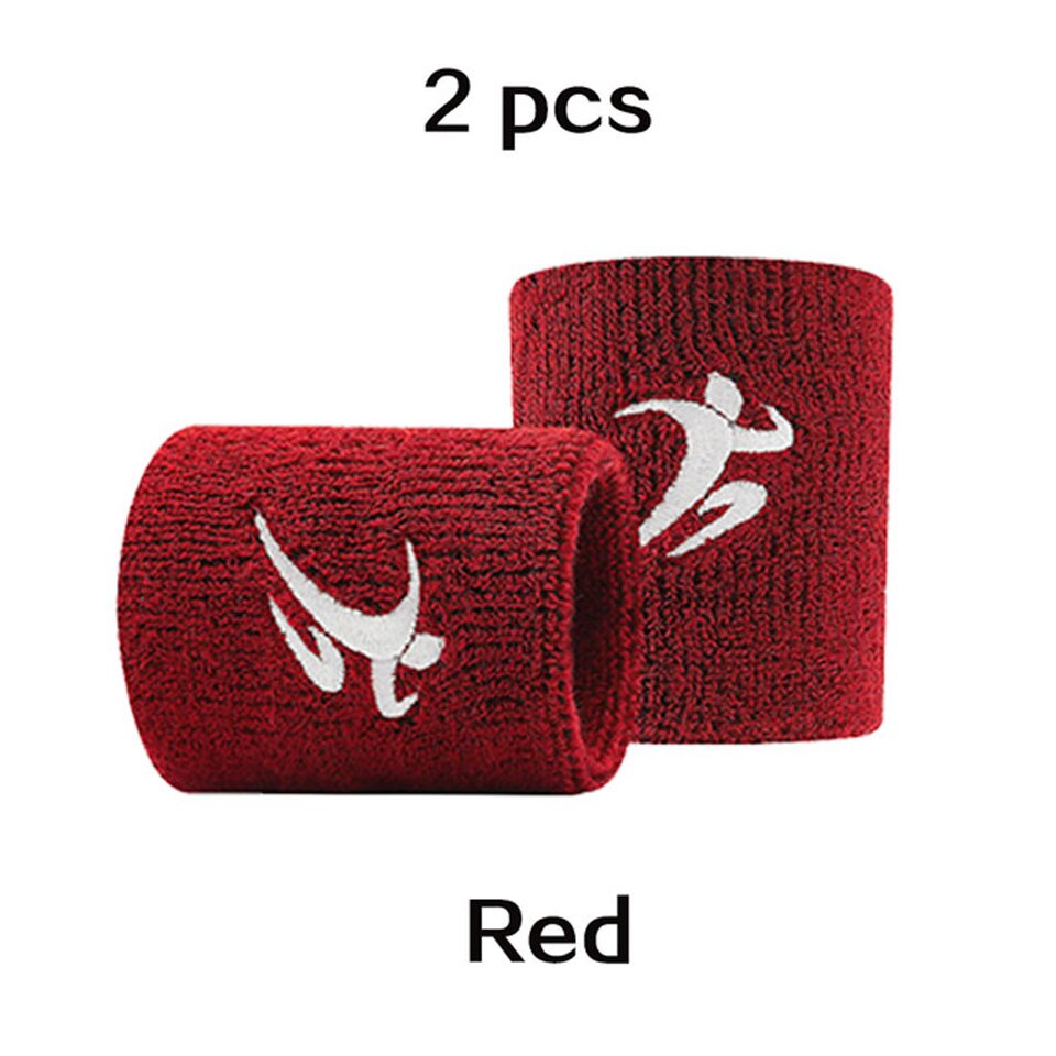 Braccialetti elastici in cotone palestra attrezzi per il Fitness supporto potenza sollevamento pesi impacchi da polso per pallacanestro Tennis Badminton Brace: 1 Pair Red