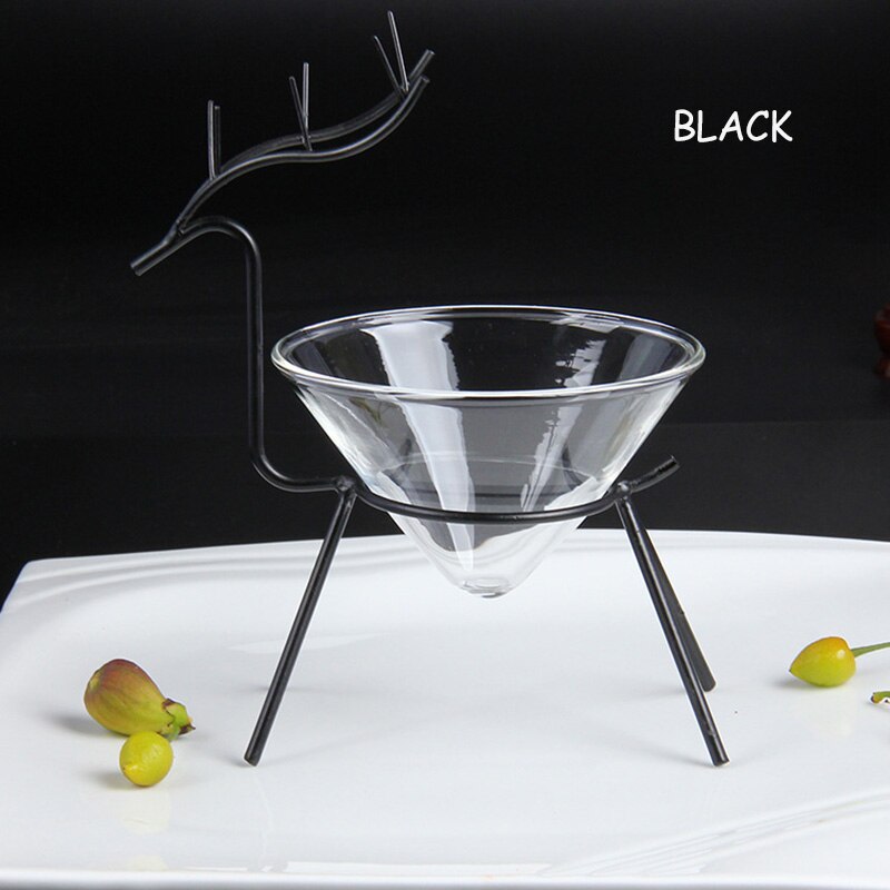 Tigela de vidro transparente ferro forjado prateleira cozinha irregular utensílios de mesa barra sushi bandeja artística especialidade cozinhar utensílio 1pcs: Black