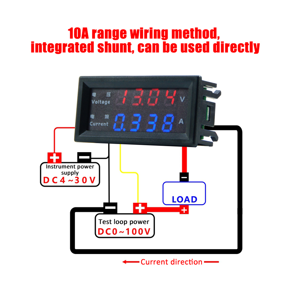 Diymore M4430 DC 100V 200V 10A Electronic Digital Voltmeter Ammeter 0.28'' LED Display Voltage Regulator Volt AMP Meter Tester