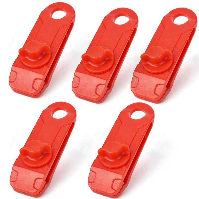 5 stück planenclips, markisen- und zeltclips, zurrschnallen, nylon-outdoor-campingmarkisenhaken, windfestes seil, widerhakenclip, zeltzubehör: Rot