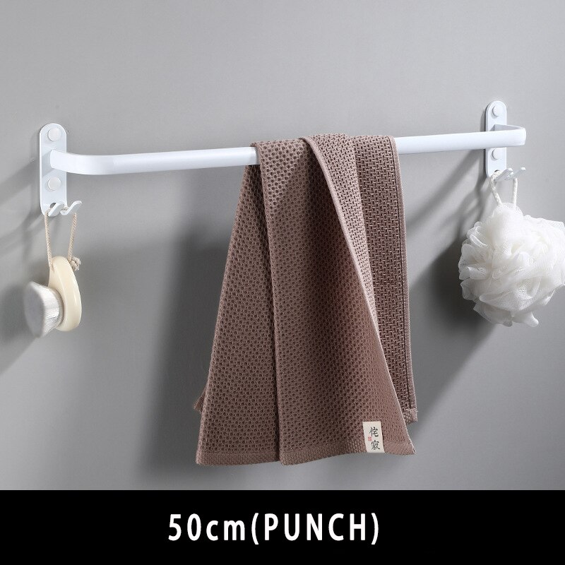 Håndklædehænger vægmonteret håndklædestativ badeværelse plads aluminium hvid håndklædestang mat hvid håndklædeholder: Enkelt -50cm