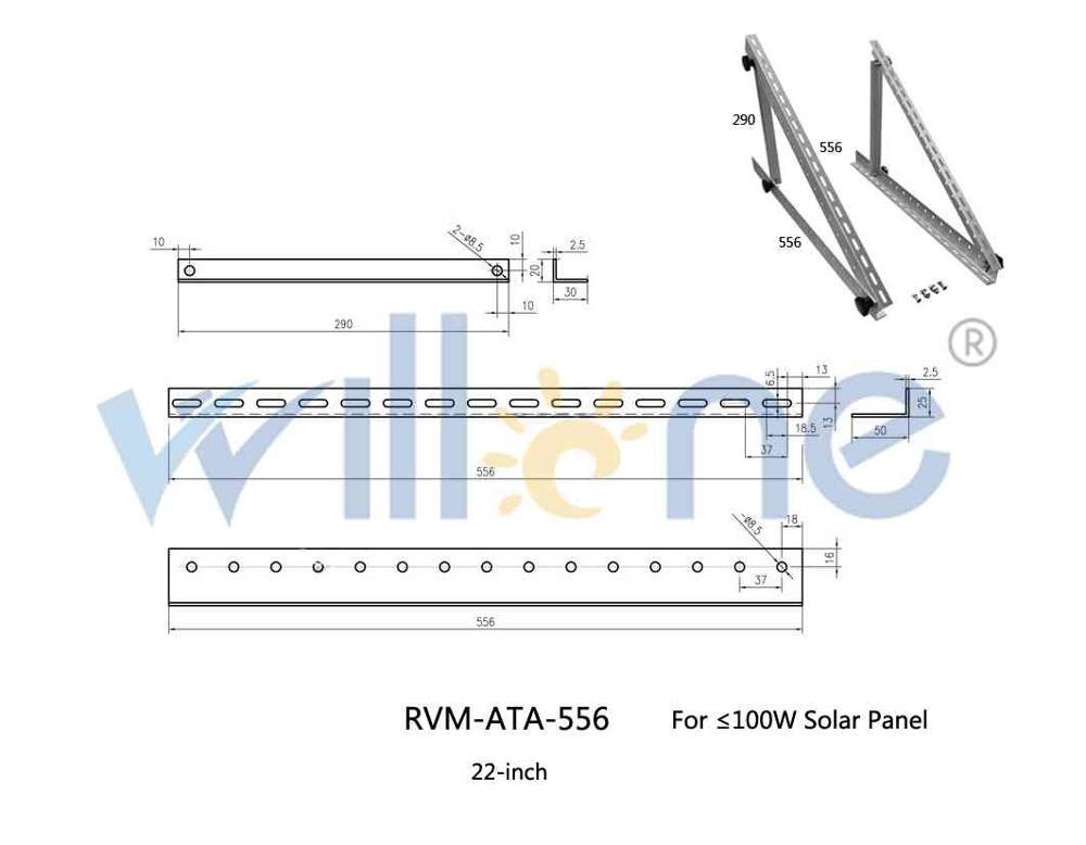 Verstelbare Rv Rack Vouwen Tilt Zonnepaneel Montagebeugel 22Inch 28Inch Up To150W Voor Caravan Boot, rv, Off-Grid Systeem: 22inch(under100w)