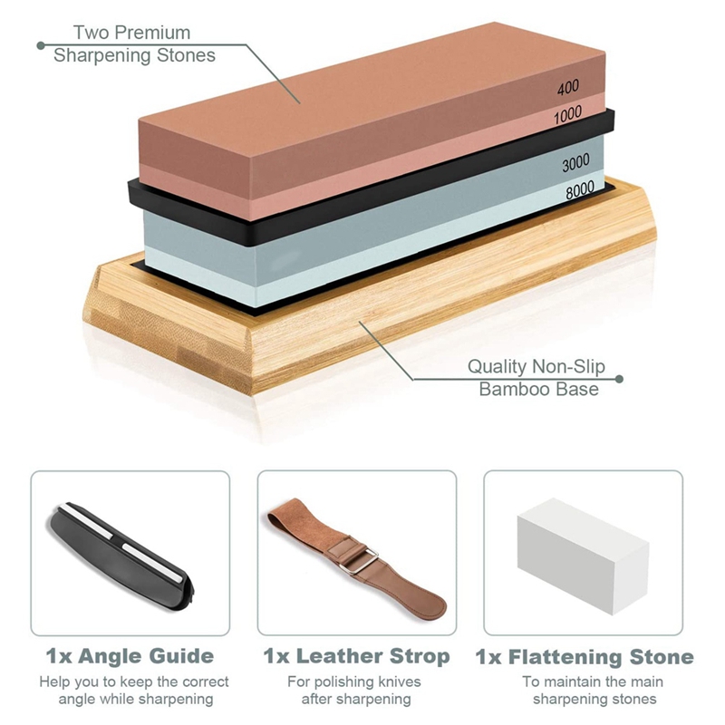 Whetstone Sharpening Stone Set Japanese Knife Sharpener Stone Wetstones for Sharpening Knives 400 1000 3000 8000 Grit
