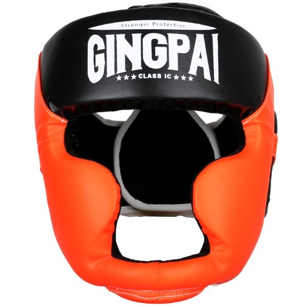 Boxningshjälm röd vuxna barn mma träning muay thai grappling huvudskydd skydd boxning hjälmar huvudbonader blå: Orange / M