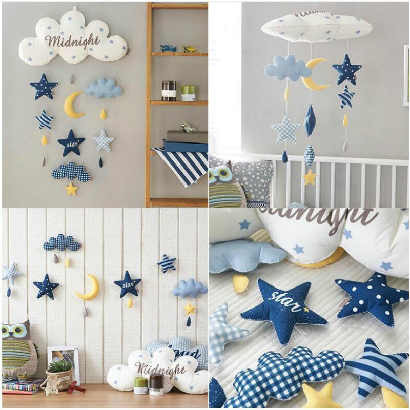 Cloud Balloon Star Rocket Wall Decoration Rattles Crib Mobiles Toy Holder Rotating Mobile Bed Bell Toddler Toys Infant Toys