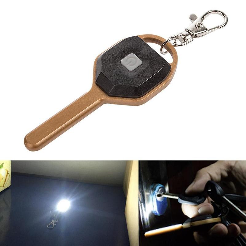 LED Light Keychain Key Shape High Brightness Battery Night Lighting Carabiner Flashlight Door T1W6