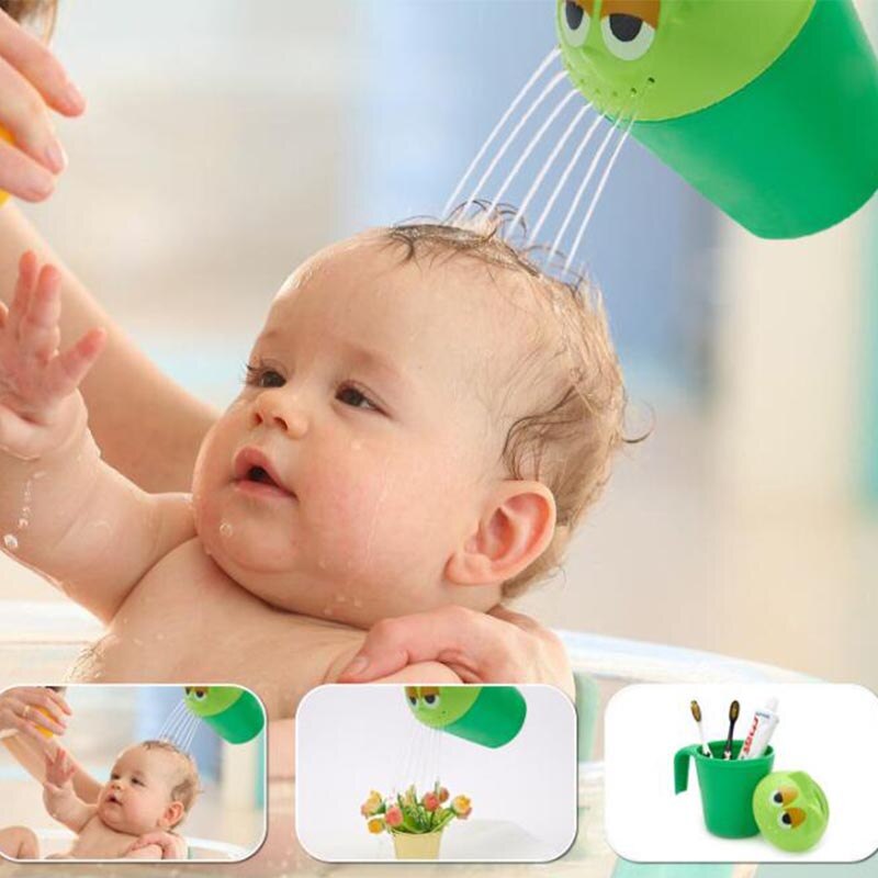 Petit seau de douche en forme de cuillère mignonne pour bébé,accessoire de bain pour nourrisson, décoré à thème de dessin animé, outil pour baignoire d'enfant, écope, shampooing,