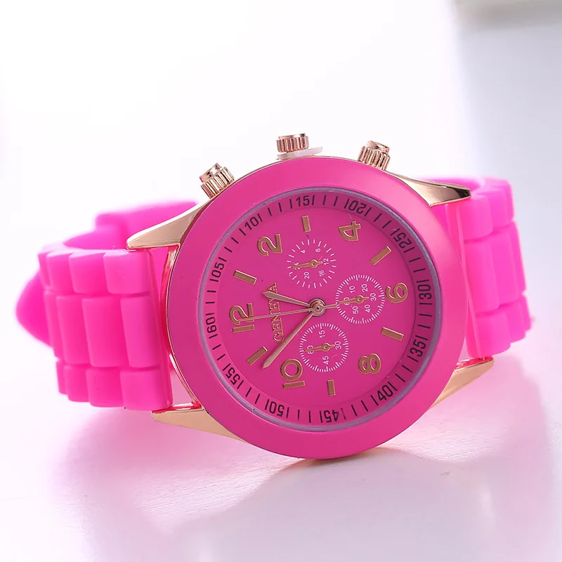 Brand Geneva Ladies Watch Student Silicone Strap Quartz Wristwatch for Women Clock Relogio Feminino: Coffee