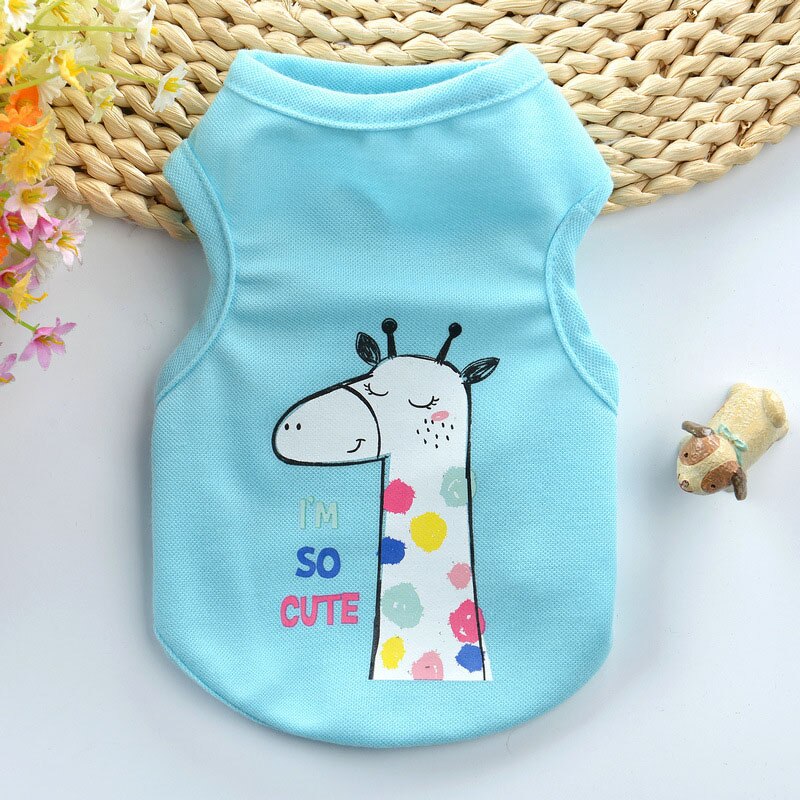 Dog Clothes Small Dogs XXXS-XS Simple Puppy Dog Accessory Thin section T-shirt Striped Pet Vest Sleeveless Solid Summer Clothes: Blue / XXXS
