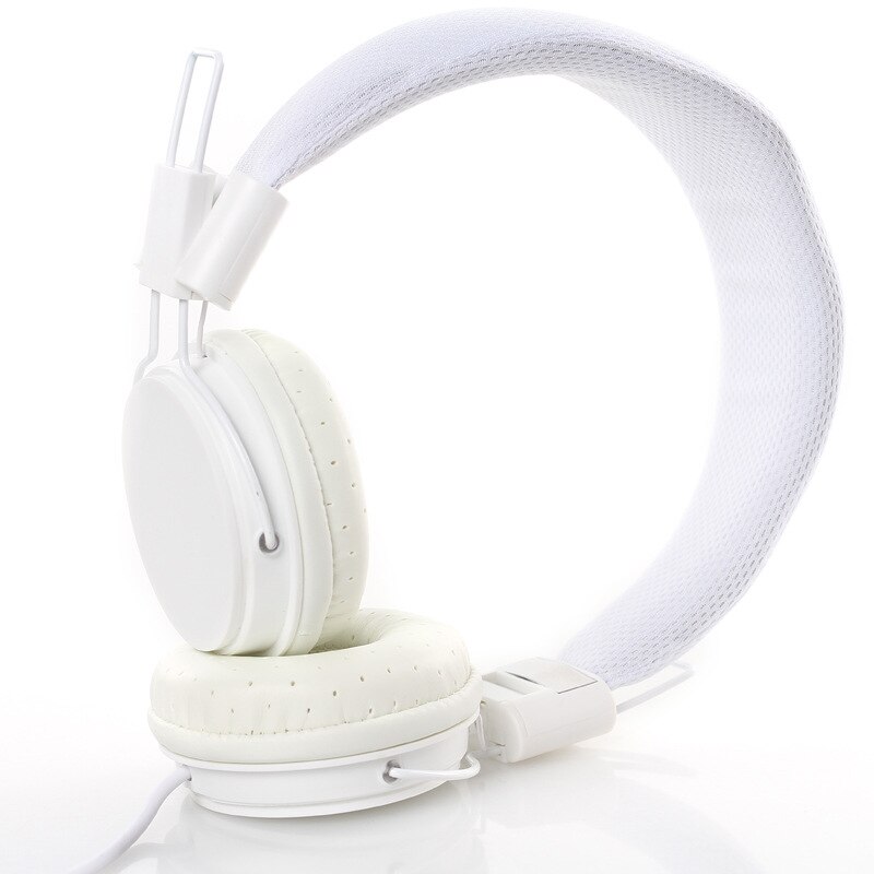 Luxury Headband Wired Big Headphones with Mic Portable Foldable On-Ear Headset with Microphone for Phones xiaomi PC Girls Kids: EP05 white