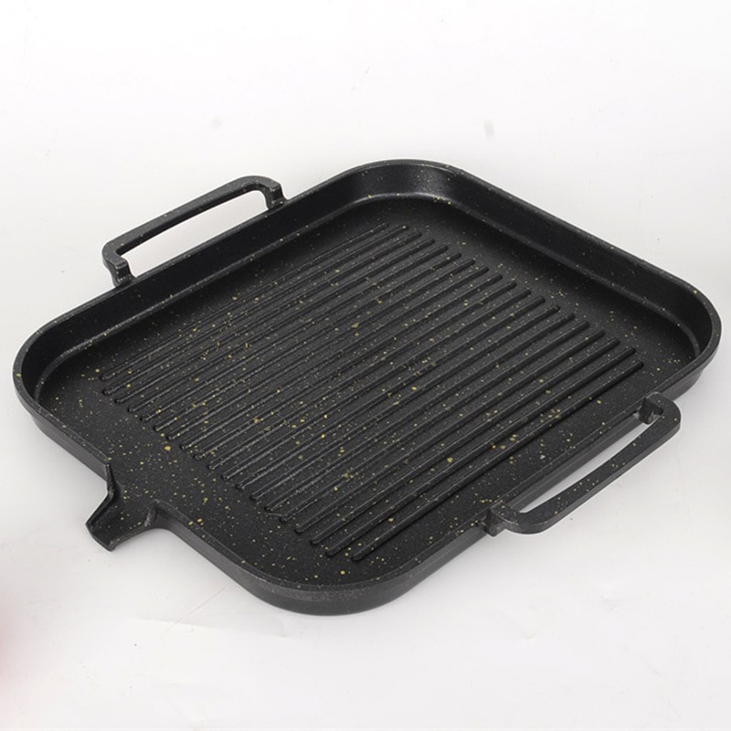 Frying Pan Korean Induction Cooker Baking Tray Square Barbecue Tray Teppanyaki Smokeless Non-stick Barbecue Pot Barbecue Supplie