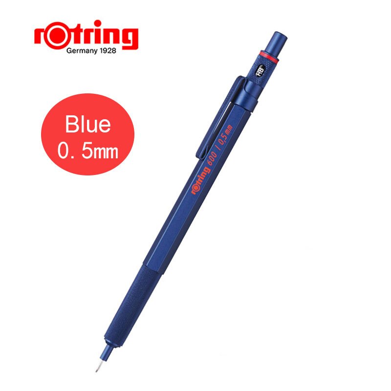 Rotring 600 Mechanical Pencils 0.5mm 0.7mm Drawing Sketching Pens Metallic Body Hexagon Holder: Blue 0.5mm