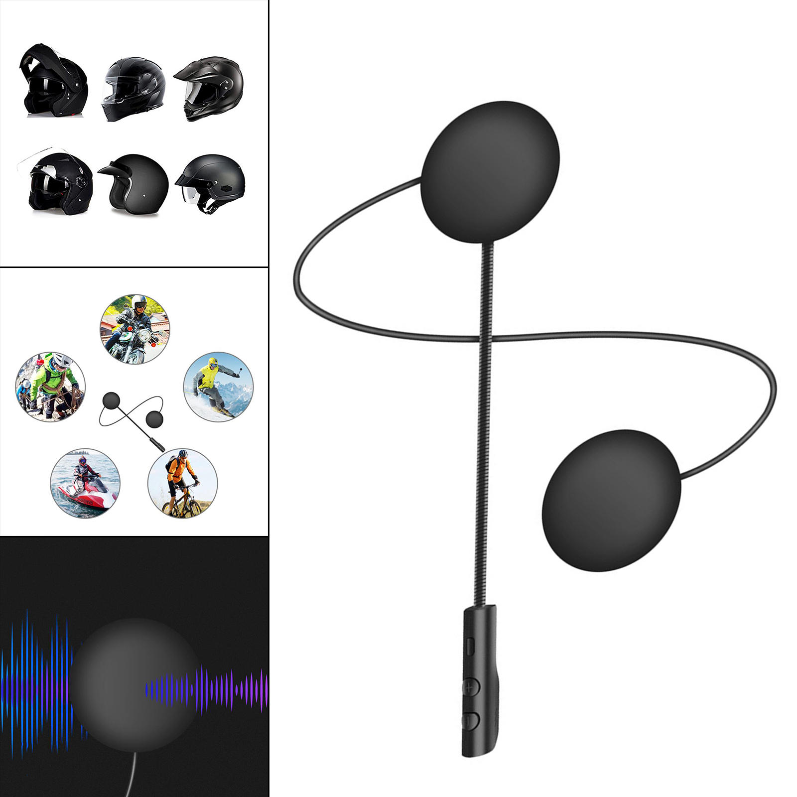 Helmet Headset Outdoor Waterproof Intercom Headphone Speakers Hands Free Music Call Control Stereo Sound for Riding