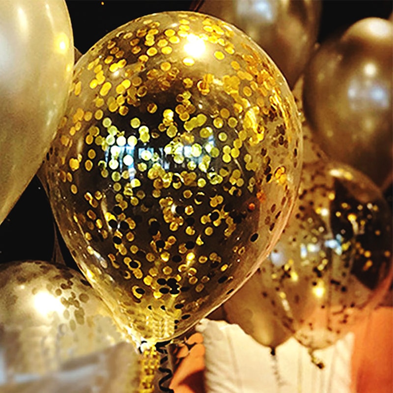 5pcs Black Latex Balloons 12inch Helium Balloon Inflatable Wedding Decorations Air Balls Happy Birthday Party Balloons confetti