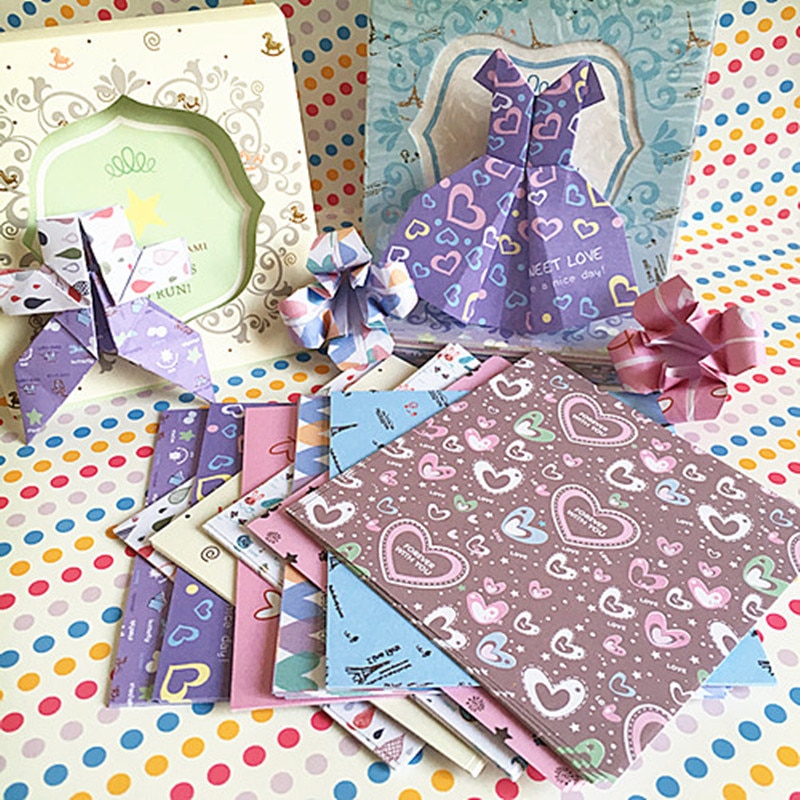 100pcs 8.4cm Small Floral Origami Paper Love Pony Tower Scrapbooking Paper Fresh And Lovely Folding Origami Paper Crafts Love