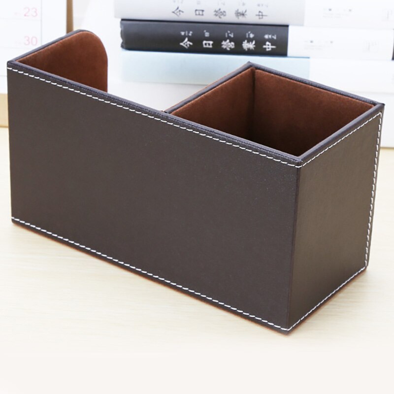 Desktop Stationery Remote Control Small Storage Box Multi-Function Leather Pen Holder Set Desktop Stationery Box Organizer