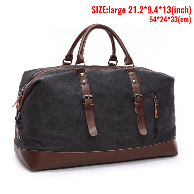 Markroyal lona de couro dos homens sacos de viagem carry on saco de bagagem dos homens duffel bolsa de viagem tote grande saco de fim de semana dropshipping: Black Large