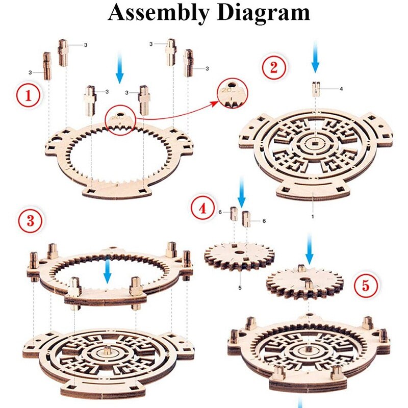 Eeuwigdurende Kalender 3D Diy Puzzels Speelgoed Creatieve Houten Mechanische Transmissie Carving Building Graveren