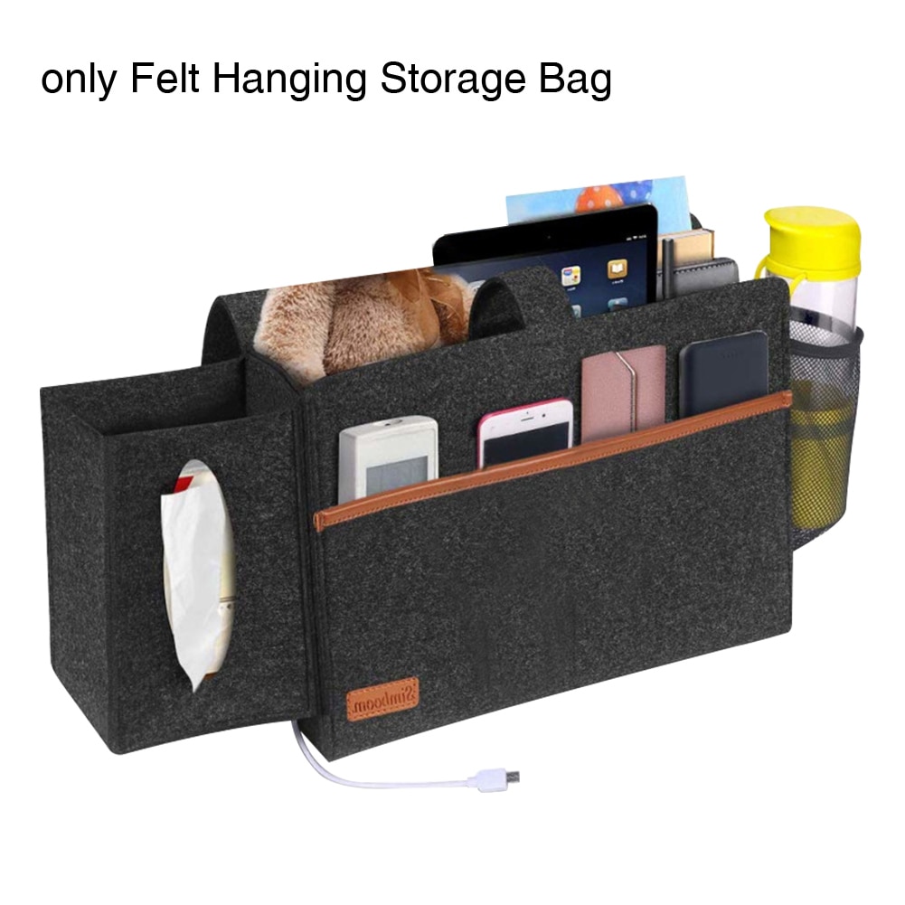 Thuisbank slaapzaalbureau antislip met tissuebox waterfleszak bedorganizer nachtkastje stapelbed vilten opbergzak